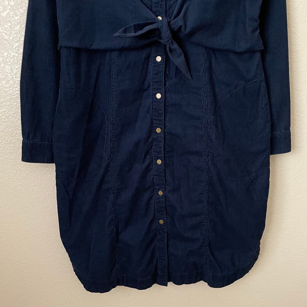 Anthropologie Maeve Dress Womens Size 12 Blue Winchester Tie Corduroy Mini Shirt - Picture 6 of 12